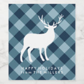 青い格子縞と白い牡鹿 |休日 ワインラベル (シングルラベル)