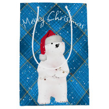 青い格子縞のクリスマス北極クマ