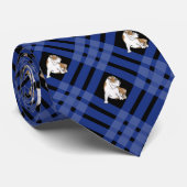 青い格子縞のブルドッグ ネクタイ (ロール)