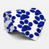 青い格子縞の足のプリント ネクタイ (ロール)