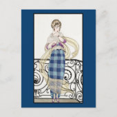 青い格子縞スカート ポストカード (正面)