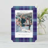 青い格子色の変更フォト年賀状 シーズンカード (スタンド正面)