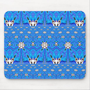 青い格子mouasepadの白い形 マウスパッド