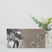 青い桃の花アジア結婚の写真 サンキューカード (スタンド正面)