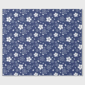 青い桜パターン ラッピングペーパー (フラット)