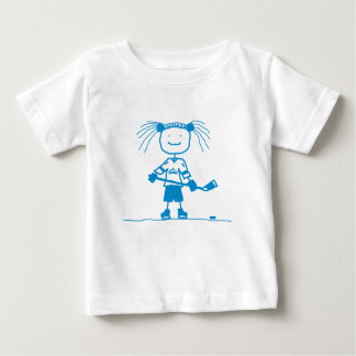 青い棒のホッケーの幼児の長袖 ベビーTシャツ