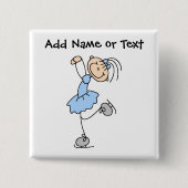 青い棒の姿のアイススケーターボタン 缶バッジ (正面)