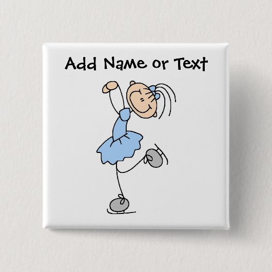 青い棒の姿のアイススケーターボタン 缶バッジ (正面)