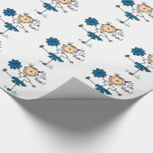 青い棒の姿のチアリーダーの包装紙 ラッピングペーパー (角)