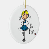 青い棒の姿のチアリーダーのTシャツおよびギフト セラミックオーナメント (右)