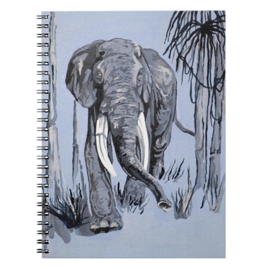 青い森の中を歩くゾウ ノートブック (正面)