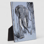 青い森の中を歩くゾウ フォトプラーク (側面)