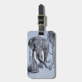 青い森の中を歩くゾウ ラゲッジタグ (正面縦)