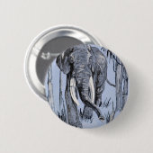 青い森の中を歩くゾウ 缶バッジ (正面&裏面)