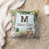 青い森の動物パーソナライズされた男の赤ちゃん名 クッション (ブランケット)