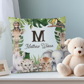 青い森の動物パーソナライズされた男の赤ちゃん名 クッション