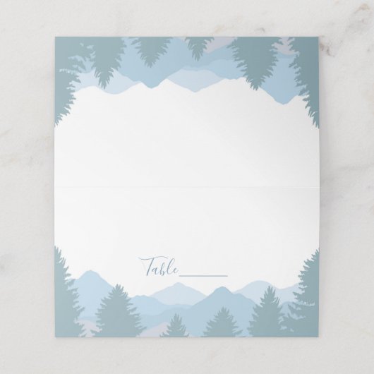 青い森の山のテントの名札 プレイスカード (外部開封)