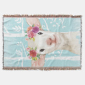 青い森の羊に花を咲かせる幸せな動物 スローブランケット (正面)