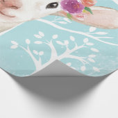 青い森の羊に花を咲かせる幸せな動物 ラッピングペーパー (コーナー)