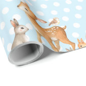 青い森林動物のベビーシャワーの第1誕生日 ラッピングペーパー (ロールコーナー)