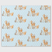 青い森林動物のベビーシャワーの第1誕生日 ラッピングペーパー (フラット)