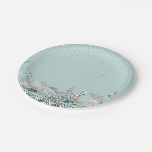 青い森林子ヒツジの紙皿7つ ペーパープレート (アングル)