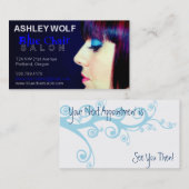 青い椅子のサロンのためのAshley 予約カード (正面/裏面)