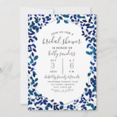 青い植物のブライダルシャワー 招待状 (正面)