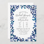 青い植物のブライダルシャワー 招待状 (正面/裏面)
