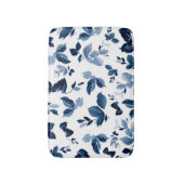 青い植物の花柄 バスマット (正面縦)