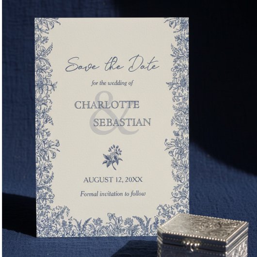 青い植物性のヴィン縁どテージ結婚式 セーブザデート