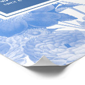 青い植物性花模様結婚の座席表 ポスター (角)