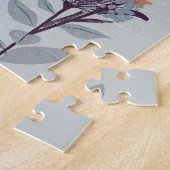 青い植物模様の野生の花。 ジグソーパズル (側面)