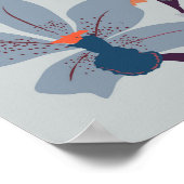 青い植物模様の野生の花。 ポスター (角)