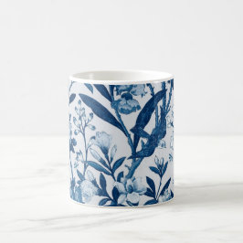青い植物模様 コーヒーマグカップ