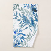 青い植物模様 バスタオルセット (ハンドタオル)