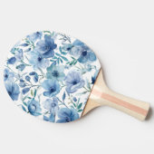 青い植物画ボタニカル フラワーガーデン 卓球ラケット (横)