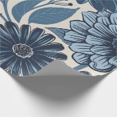 青い植物花：エレガントフローラ芸術 ラッピングペーパー (角)