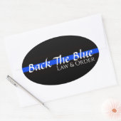 青い楕円形のバンパーステッカーを裏返す 楕円形シール (封筒)