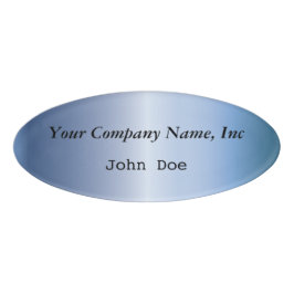 青い楕円形の従業員の名札 名札