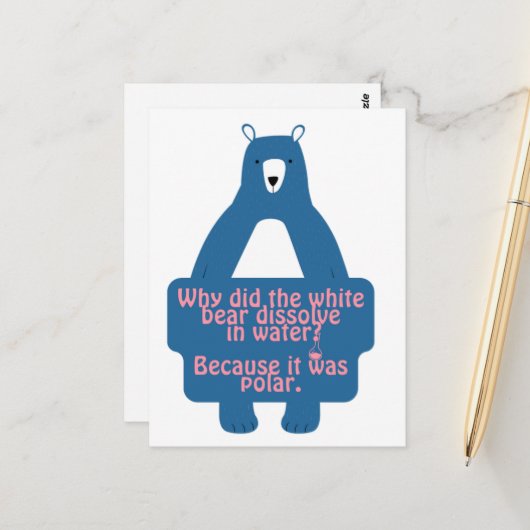 青い極熊の化学おもしろいジョーク ポストカード (正面/裏面インサイチュ)