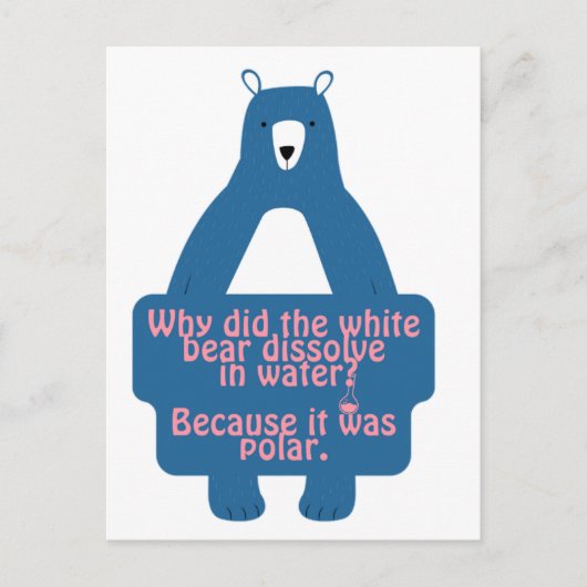 青い極熊の化学おもしろいジョーク ポストカード (正面)