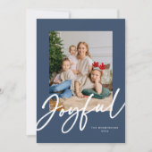 青い楽しいスクリプトの写真  ホリデーカード (正面)