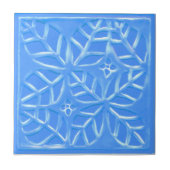 青い様式化された卵型のセラミックタ葉イル タイル (正面)