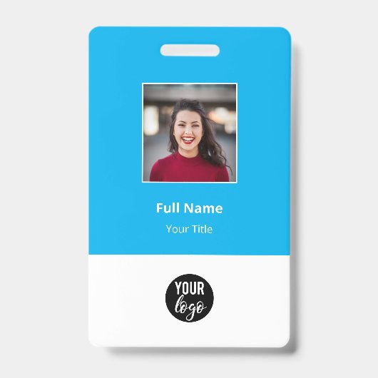 青い標準企業の従業員名タグ バッジ (正面)