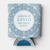 青い模様のギリシャのトガパーティーのテーマです。 缶クーラー (正面)