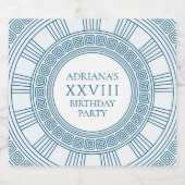 青い模様のギリシャ トーガパーティーのテーマ スパークリングワインラベル (シングルラベル)