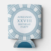 青い模様のギリシャ トーガ パーティーテーマ 缶クーラー (裏面)