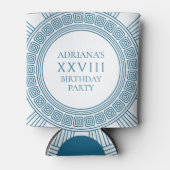 青い模様のギリシャ トーガ パーティ テーマ 缶クーラー (正面)