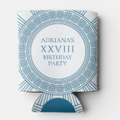 青い模様のギリシャ トーガ パーティ テーマ 缶クーラー (裏面)